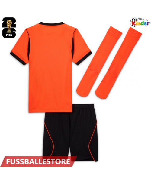 Günstige Niederlande Heimtrikotsatz Kinder WM 2026 Kurzarm (+ Kurze Hosen)
